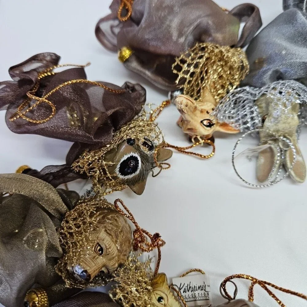 NEW VINTAGE Katherine's Collection 8 Animal Bag Charm Ornament Lot Wayne Kleski